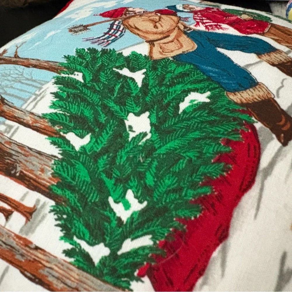 Vintage Christmas winter Festive Holiday Pillows cotton‎ unique rare med